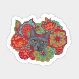 Strange Berry Psychedelic Cat Sticker